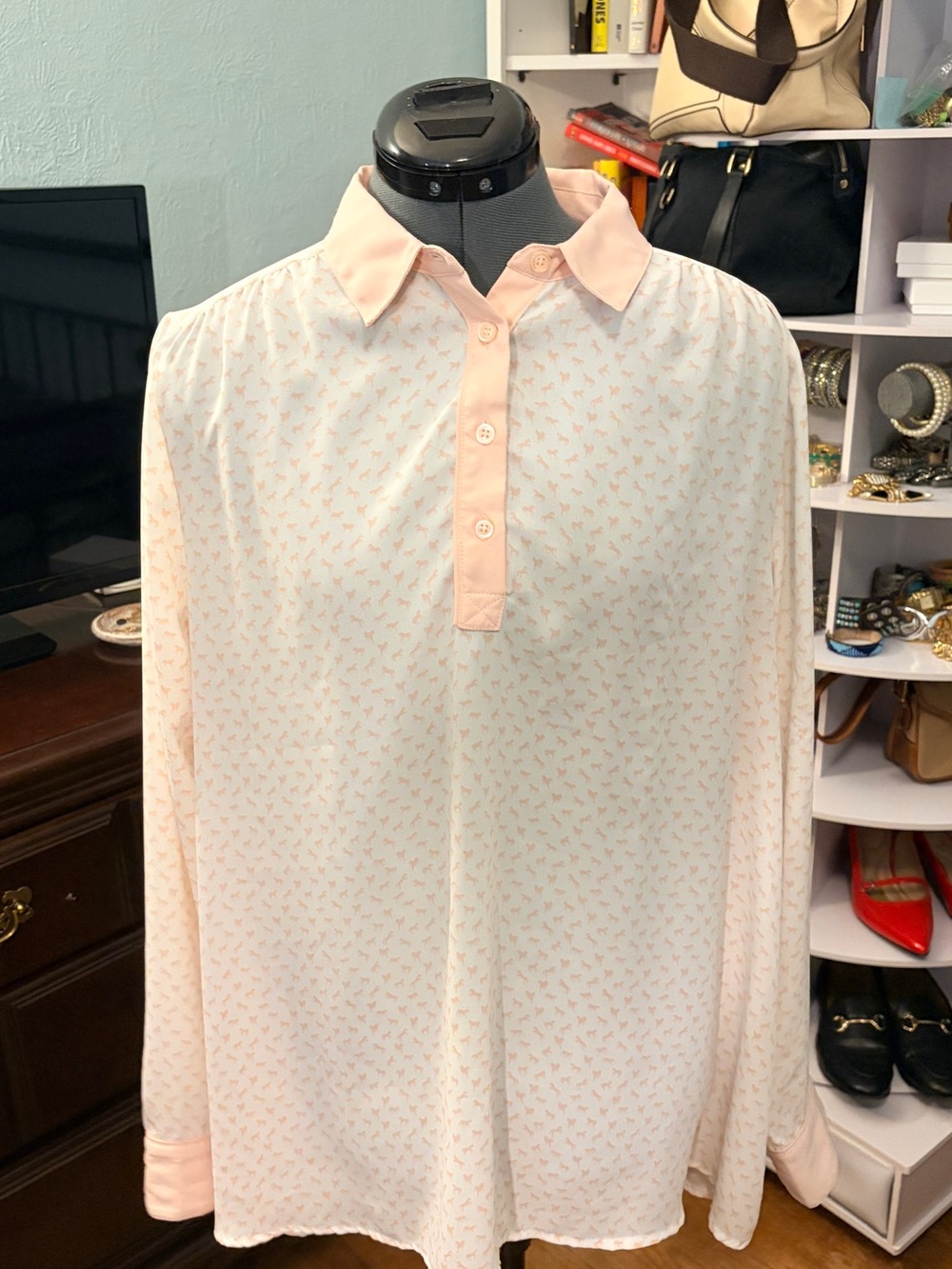 Free People Horse Print Blouse Pink Sheer Equestrian Boho Chic Top XL